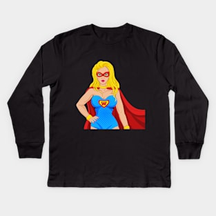 Super Hero Woman Kids Long Sleeve T-Shirt